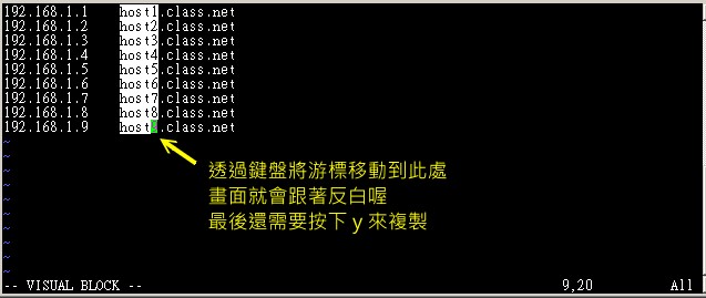 vim 的区块选择、复制、贴上等操作功能